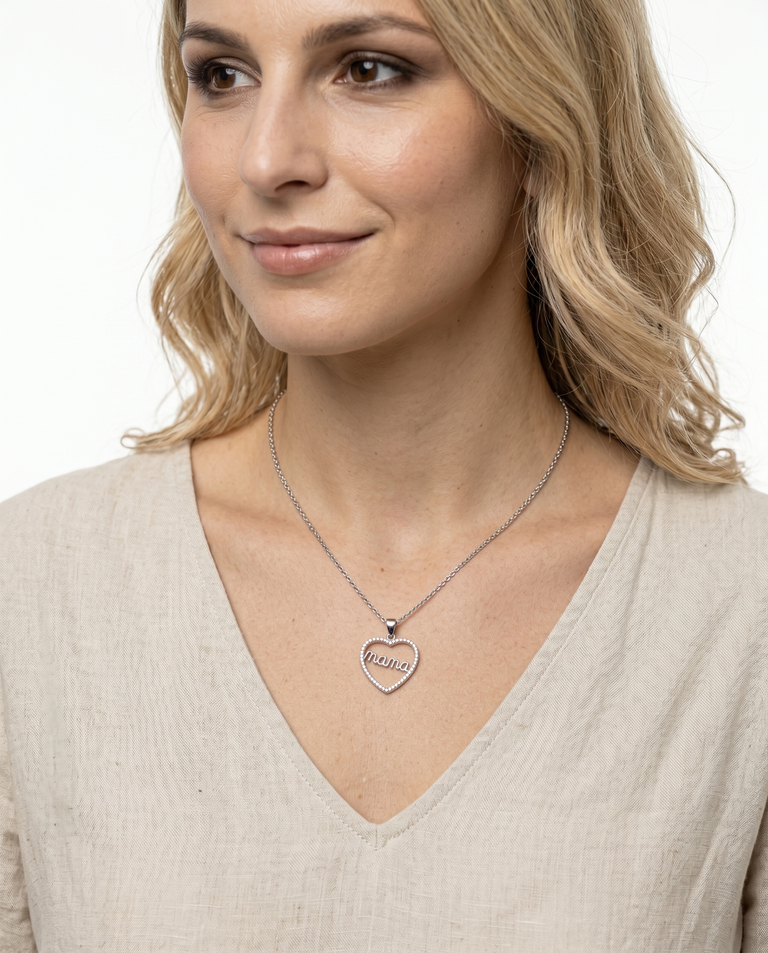 Silver 'Mama' Heart Necklace