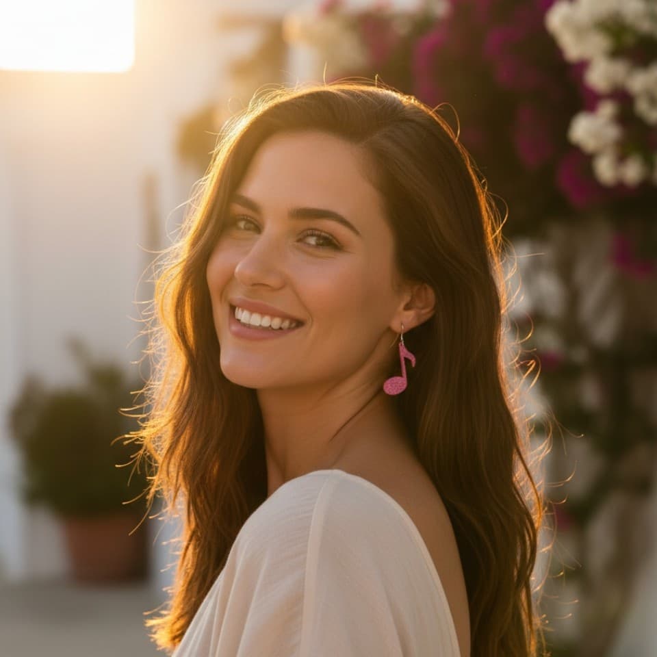 Pink Polylactic Acid Musical Note Earrings